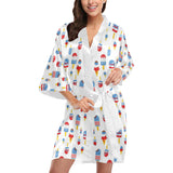 Ice Cream USA Theme Pattern Women's Short Kimono Robe