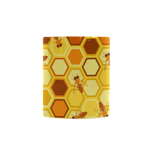 Bee and Honeycomb Pattern Classical White Mug (FulFilled In US)