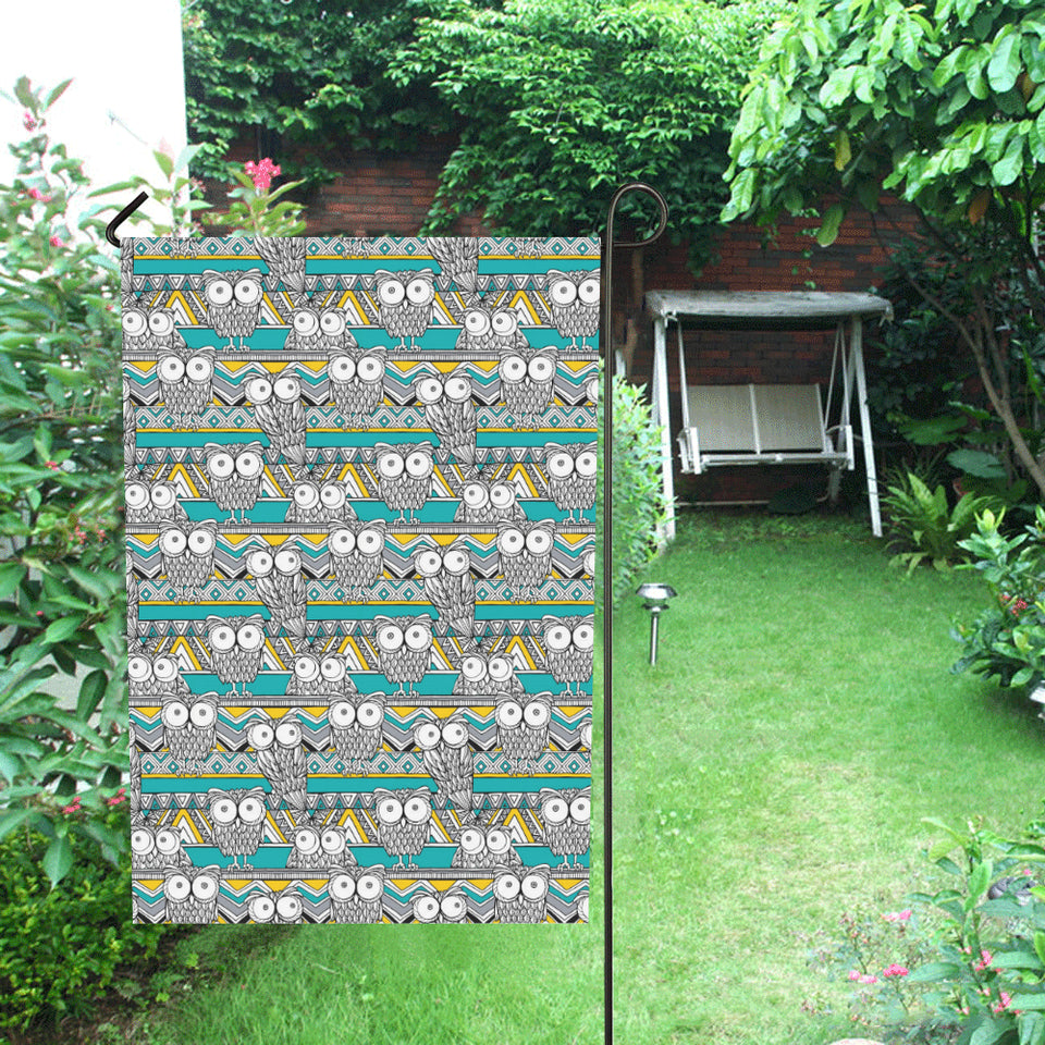 Owl Pattern Green Background House Flag Garden Flag