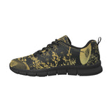 Gold Fan Flower Japanese Pattern Men's Sneakers Black