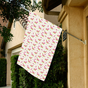 Pink Dachshund Pattern House Flag Garden Flag