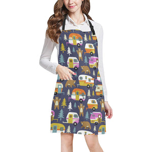 Camper Van Pattern Print Design 02 Adjustable Apron