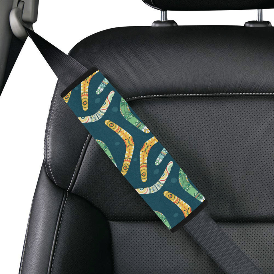 Boomerang Aboriginal Pattern Dark Background Car Seat Belt Cover