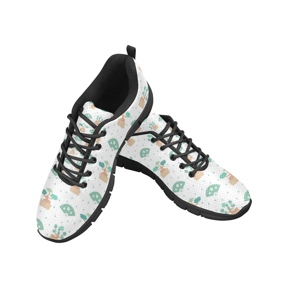 Bonsai Fan Pattern Men's Sneakers Black