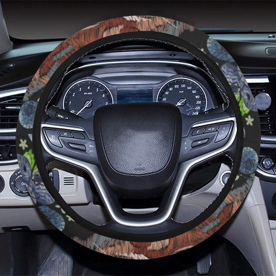 Raccoon Blueburry Pattern Car Steering Wheel Cover