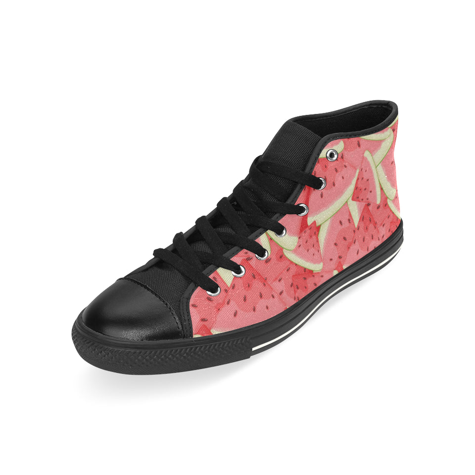 Watermelon Pattern Background Men's High Top Canvas Shoes Black