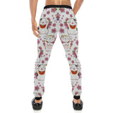 Meneki Neko Lucky Cat Sakura Flower Pattern Unisex Casual Sweatpants