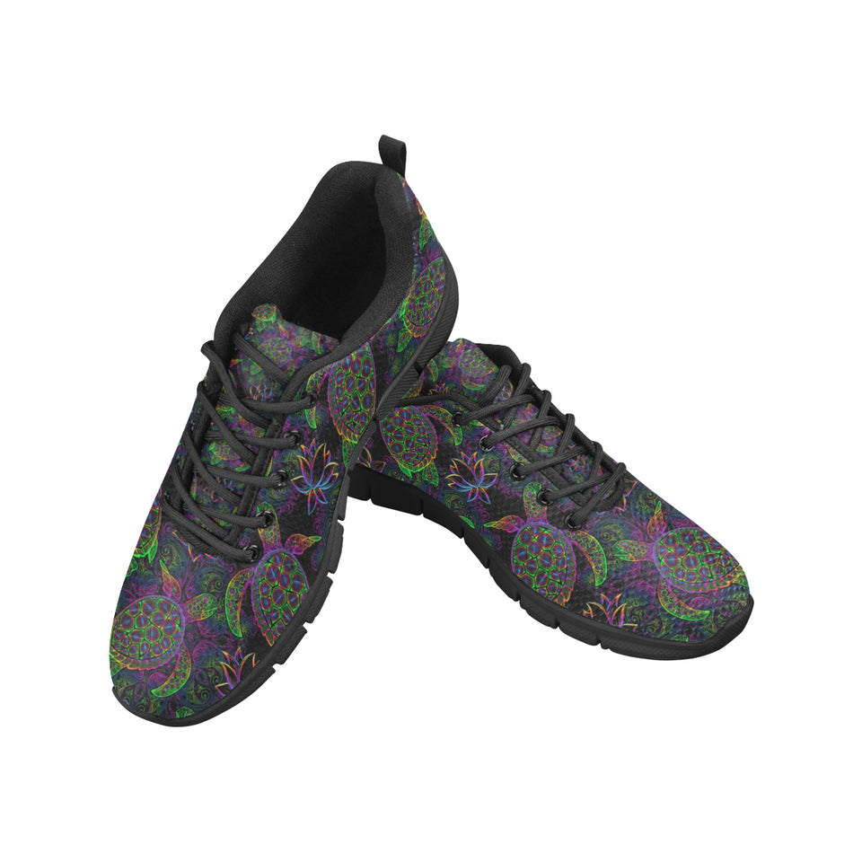 Sea Turtle Pattern Men's Sneakers Black