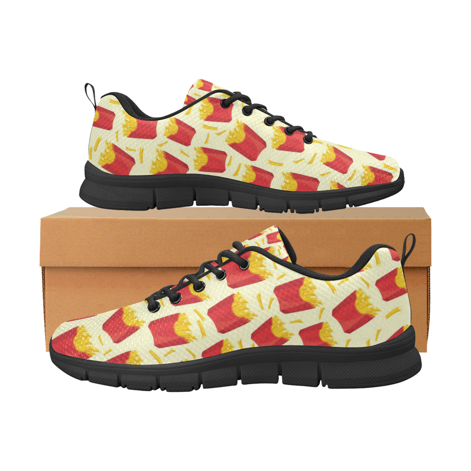 French Fries Pattern Theme Men's Sneakers Black