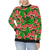 Watermelon Pattern Theme Women's Crew Neck Sweatshirt