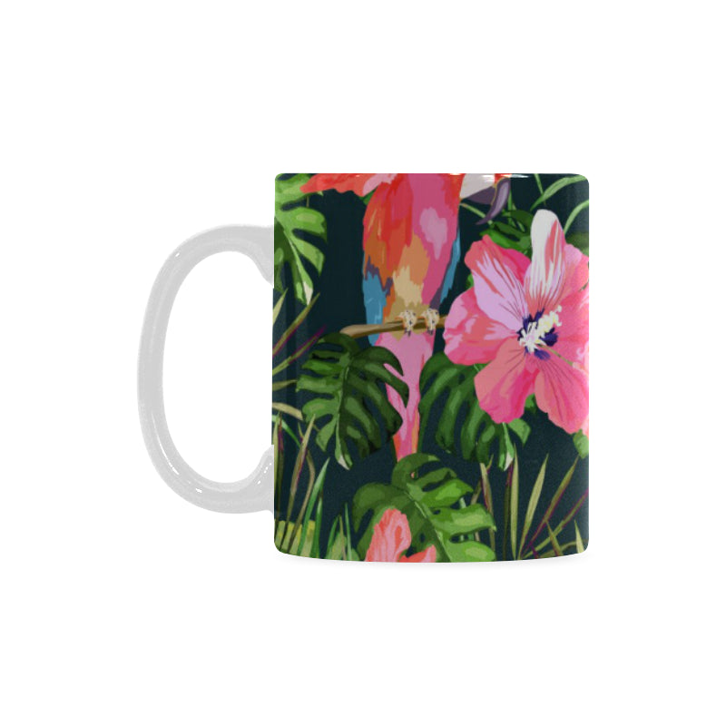Parrot Leaves Pattern Classical White Mug (FulFilled In US)