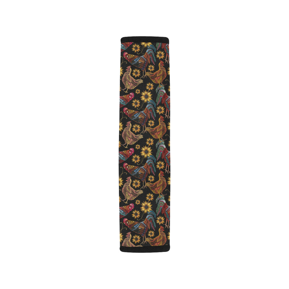 Rooster Chicken Flower Pattern Car Seat Belt Cover