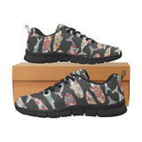 Whale Flower Tribal Pattern Men's Sneakers Black