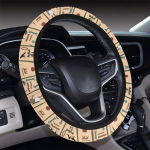 Egypt Hieroglyphics Pattern Print Design 03 Car Steering Wheel Cover