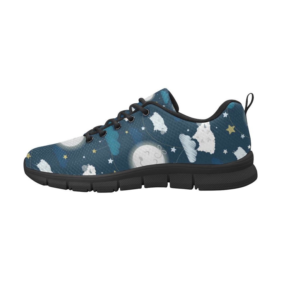 Sheep Playing Could Moon Pattern Men's Sneakers Black