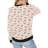 Pink Dachshund Pattern Women's Crew Neck Sweatshirt
