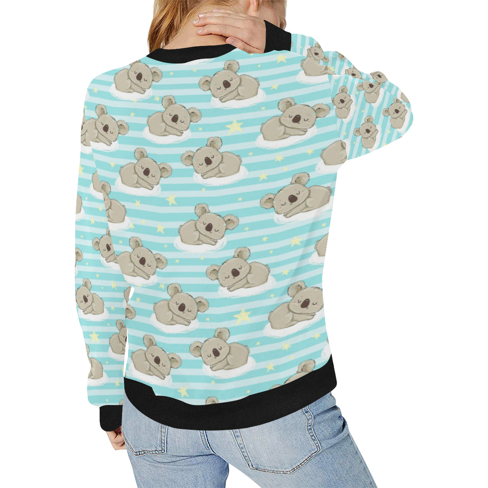 Sleep Koala Pattern Women's Crew Neck Sweatshirt