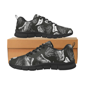 Dinosaur T-rex Head Pattern Men's Sneakers Black