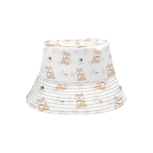 Cute Shiba Inu Heart Pattern Unisex Bucket Hat