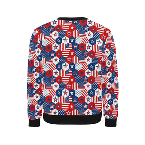 USA Star Hexagon Pattern Men's Crew Neck Sweatshirt