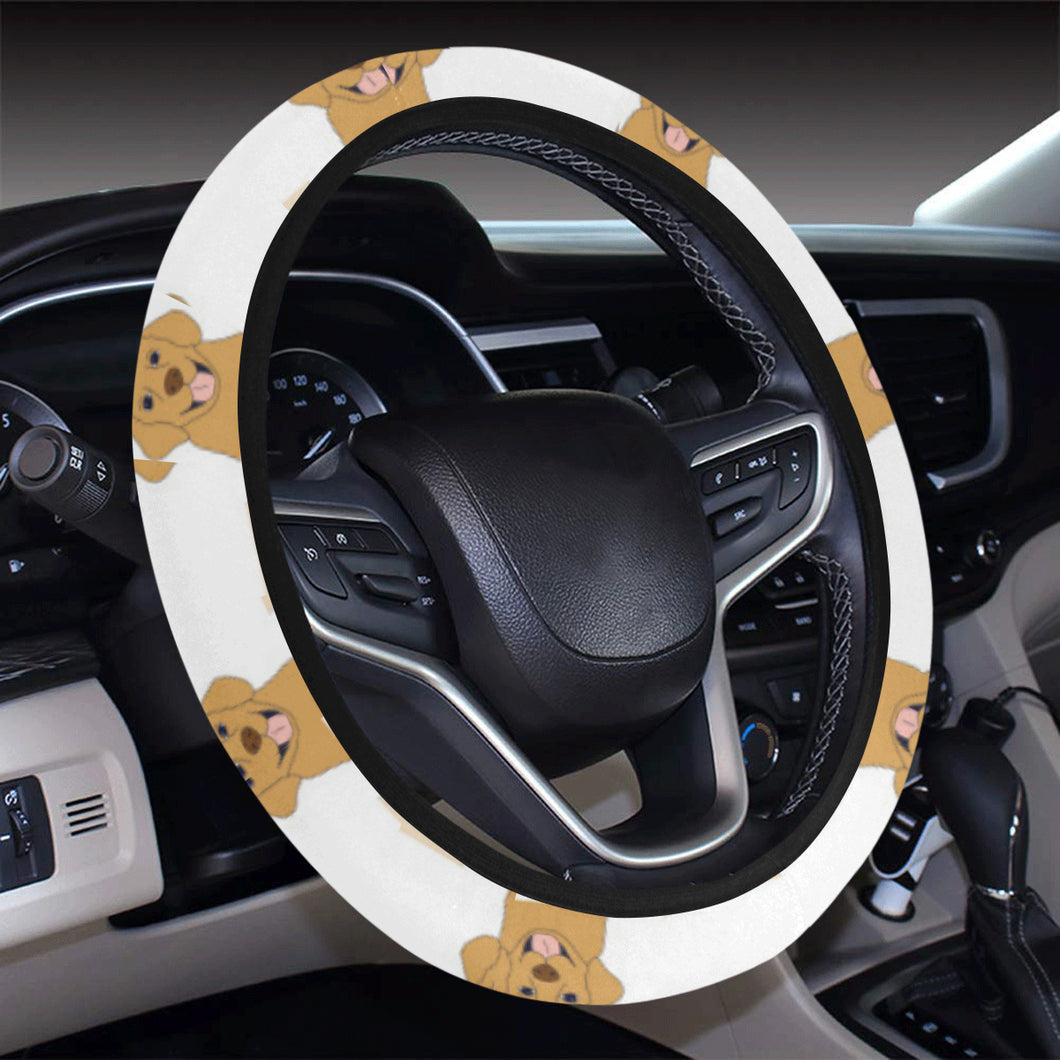 Golden Retriever Pattern Print Design 03 Car Steering Wheel Cover