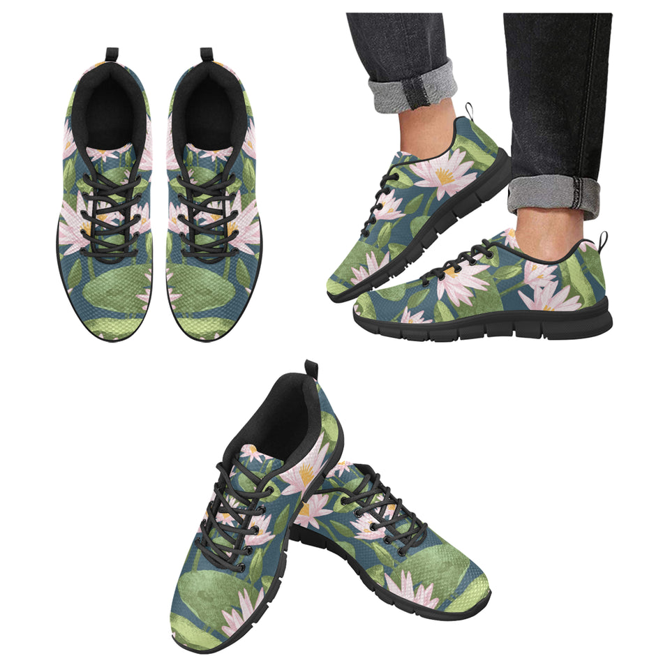 Lotus Waterlily Pattern background Men's Sneakers Black