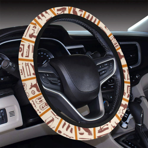 Egypt Hieroglyphics Pattern Print Design 05 Car Steering Wheel Cover