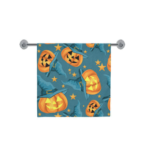 Halloween Pumpkin Witch Hat Pattern Bath Towel