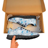 Polar Bear Pattern Blue Background Men's Sneakers Black