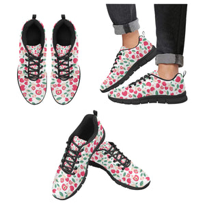 Cherry Heart Pattern Men's Sneakers Black