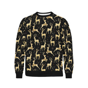 Gold Deer Pattern Men's Crew Neck Sweatshirt