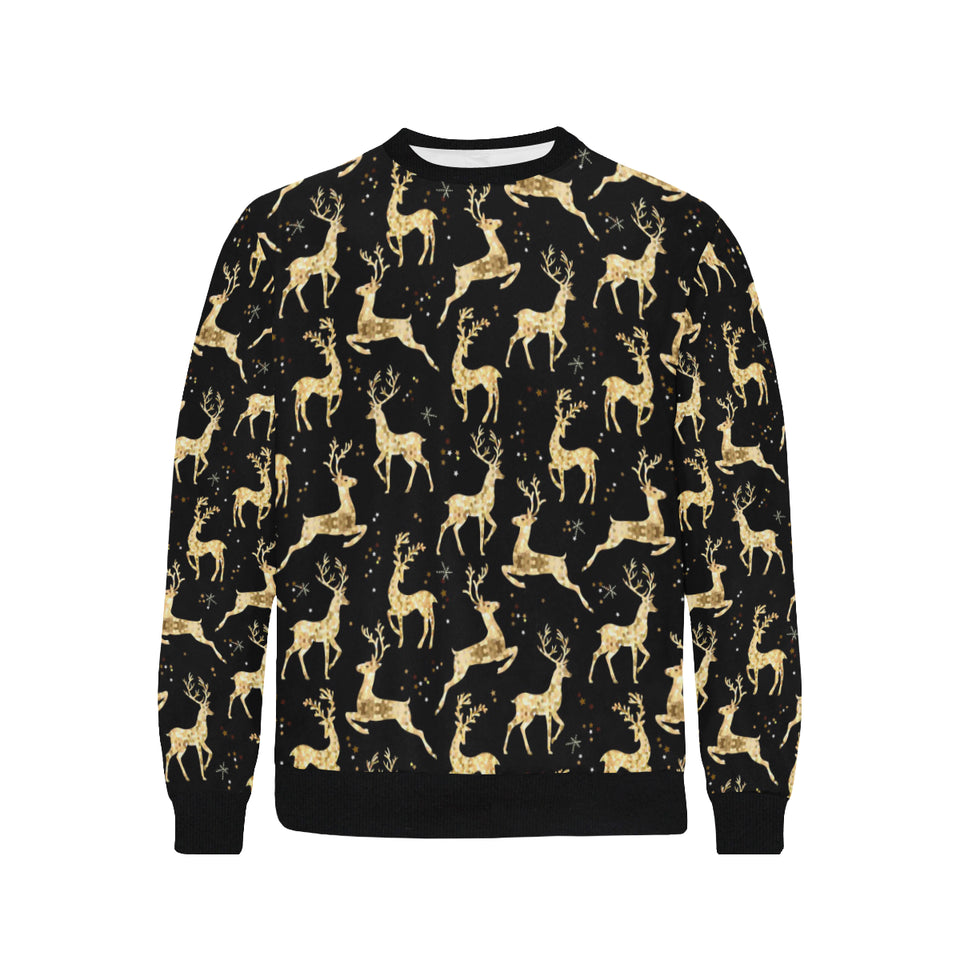 Gold Deer Pattern Men's Crew Neck Sweatshirt