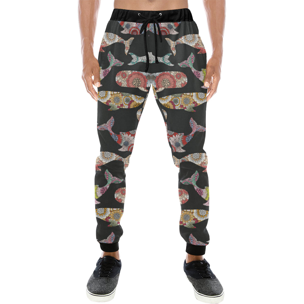 Whale Flower Tribal Pattern Unisex Casual Sweatpants