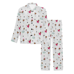 Jack Russel Pattern Print Design 03 Men's Long Pajama Set