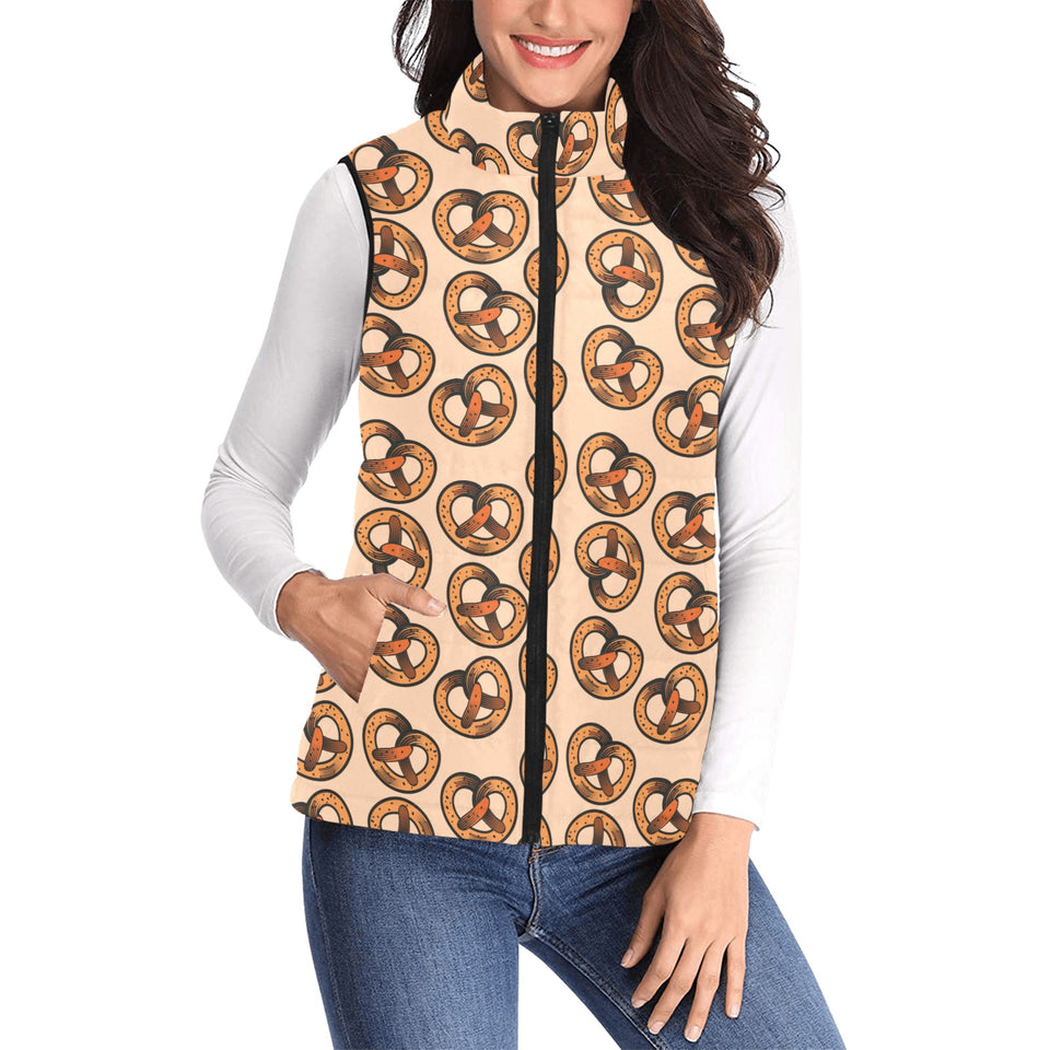 Pretzels Pattern Print Design 02 Women's Padded Vest