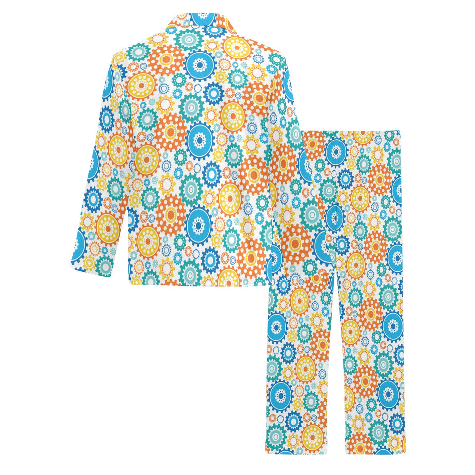 Gear Pattern Print Design 04 Men's Long Pajama Set