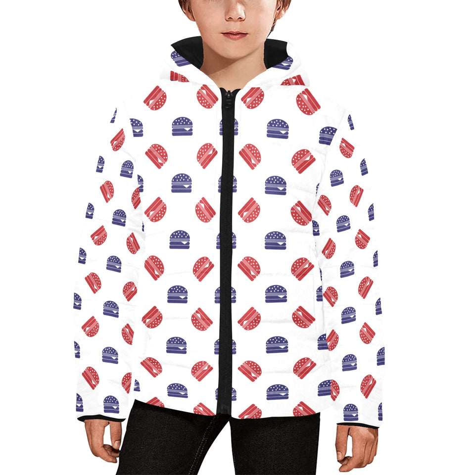 Hamburger Pattern Print Design 04 Kids' Boys' Girls' Padded Hooded Jacket