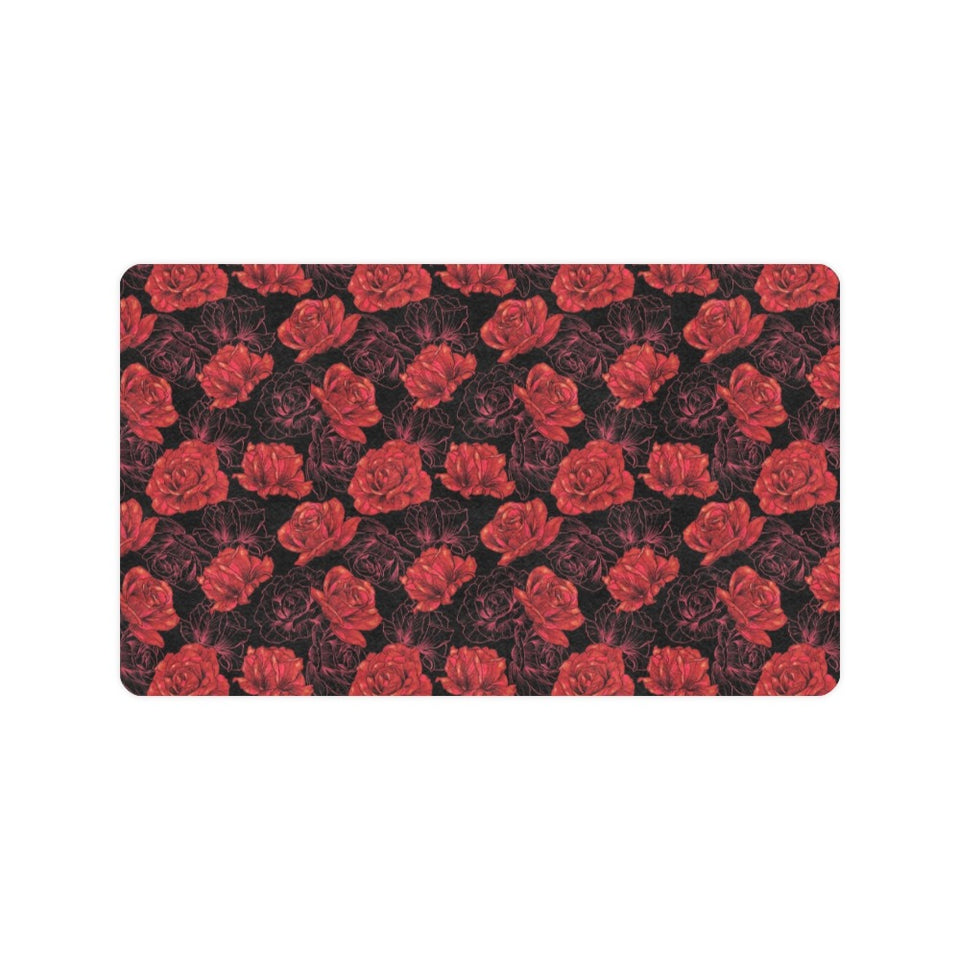 Rose Pattern Print Design 01 Doormat