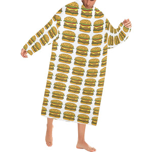 Hamburger Pattern Print Design 05 Blanket Robe with Sleeves