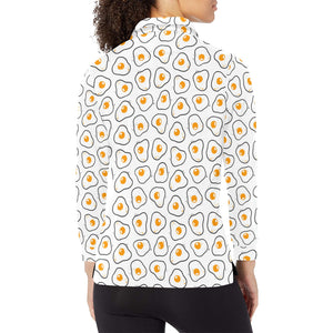 Fried Eggs Pattern Print Design 05 Women's Long Sleeve Polo Shirt