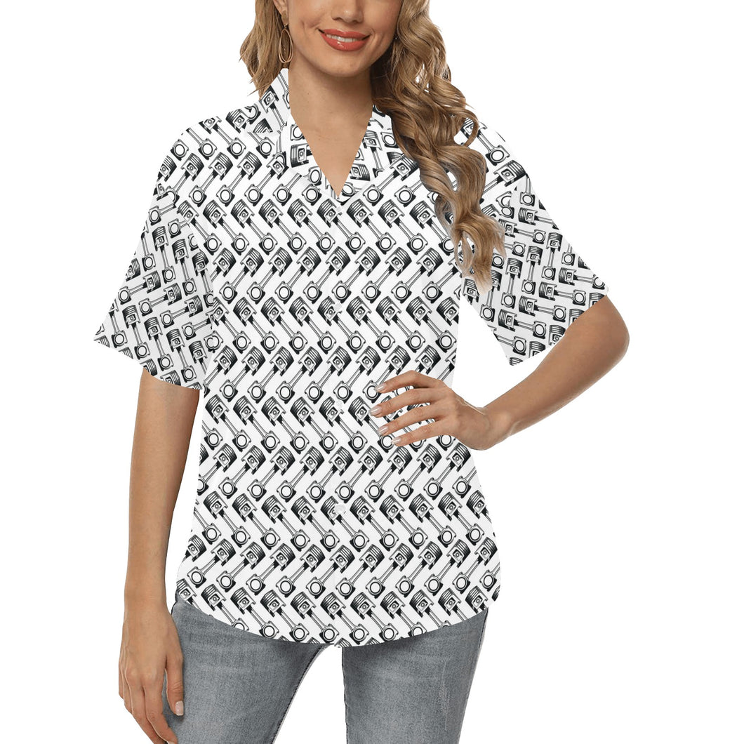 Engine Piston Pattern Print Design 03 Women's All Over Print Hawaiian Shirt