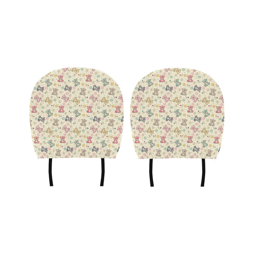 Teddy Bear Pattern Print Design 05 Car Headrest Cover