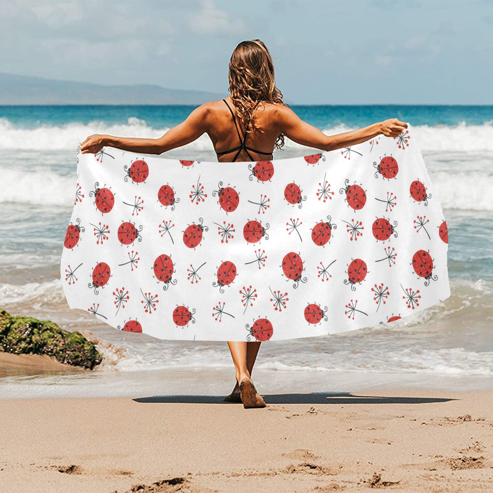 Ladybug Pattern Print Design 04 Beach Towel
