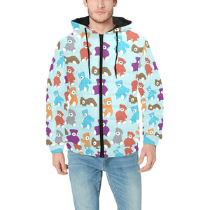 Teddy Bear Pattern Print Design 03 Men's Padded Hooded Jacket(ModelH42)