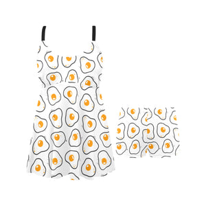 Fried Eggs Pattern Print Design 05 Chest Sexy Pleated Two Piece Swim Dress