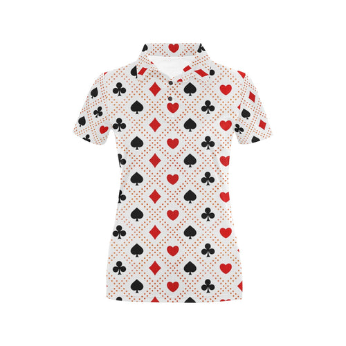 Casino Cards Suits Pattern Print Design 04 Women's All Over Print Polo Shirt