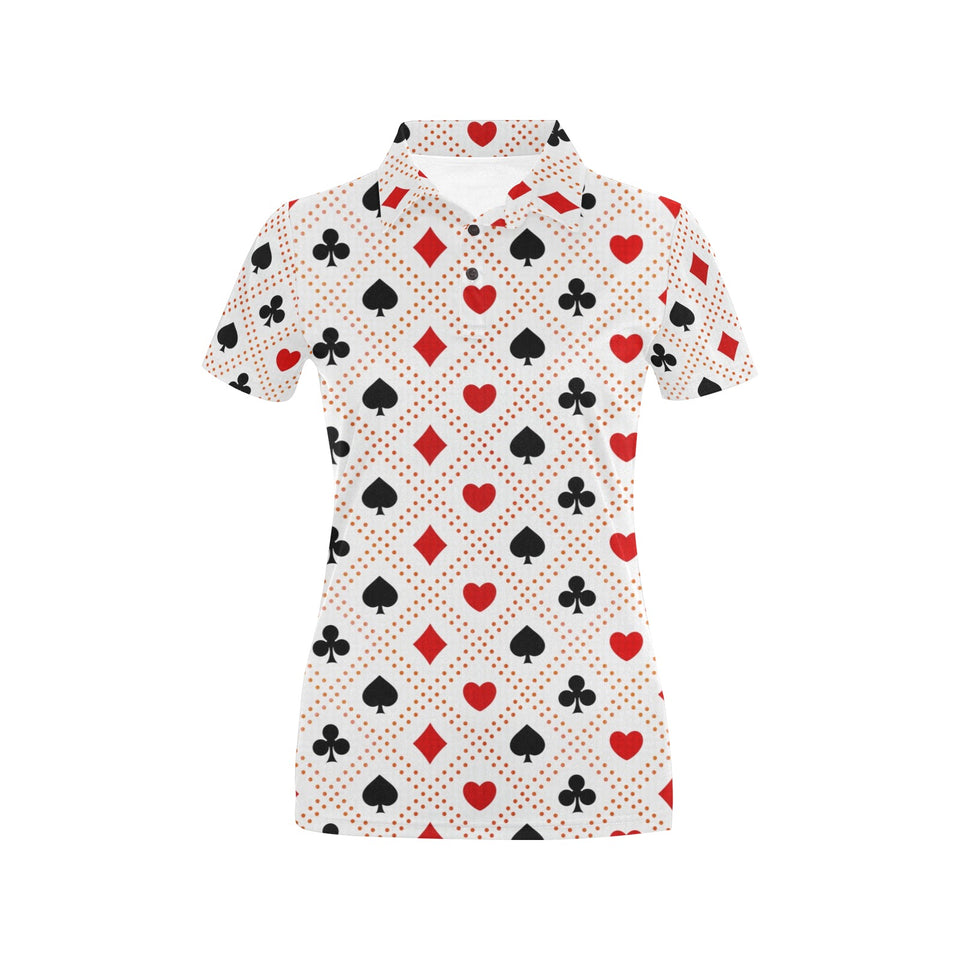 Casino Cards Suits Pattern Print Design 04 Women's All Over Print Polo Shirt