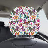 Colorful Butterfly Flower Pattern Car Headrest Cover