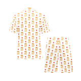 Pancake Pattern Print Design 02 Men's V-Neck Short Pajama Set