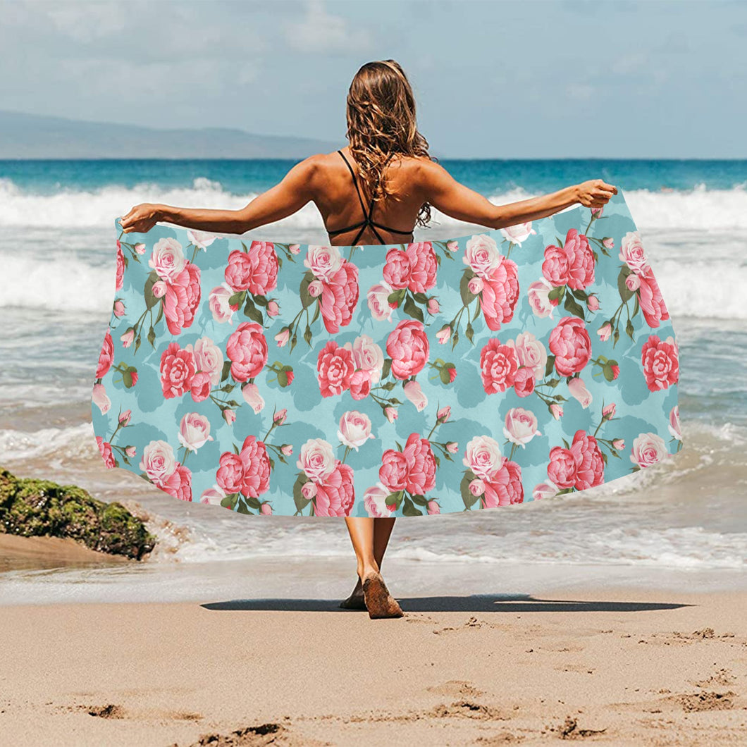 Rose Pattern Print Design 03 Beach Towel